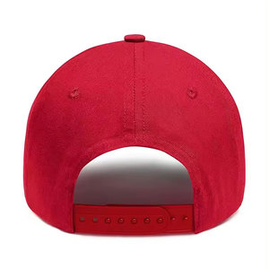 Casquette de baseball en coton rouge à 6 panneaux, réglable, unisexe, couleur unie, décontractée pour adultes - Product Image 3