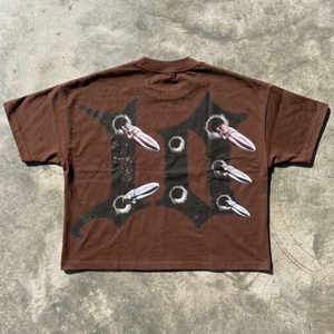 เสื้อยืดกราฟิกโอเวอร์ไซส์สั่งทำพิเศษ ผ้าฝ้ายฟลีซ 100% สตรีทแวร์ รับผลิตแบบ OEM ODM พิมพ์ลายได้ แฟชั่นลำลองสำหรับทุกเพศ น้ำหนักมาก 300 กรัม - Product Image 6