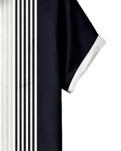 Chemise boutonnée à manches courtes personnalisée à rayures noires et imprimé palmier, style décontracté d'été pour la plage, pour hommes, fabrication OEM sur mesure en gros - Product Image 6