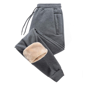 Pantalon de jogging en molleton pour homme, taille élastique avec cordon de serrage, poches latérales, décontracté, hiver, tricoté, épais, respirant - Product Image 4