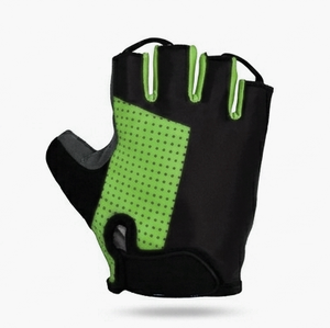 Gants de cyclisme unisexes à demi-doigts, noirs et verts, avec empiècements, ajustement universel, en PU, paume antidérapante, pour sports de plein air - Product Image 3
