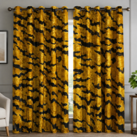Rideau en velours de luxe noir à imprimé tigre doré, panneau unique à œillets, pour salon, chambre à coucher, décoration intérieure élégante