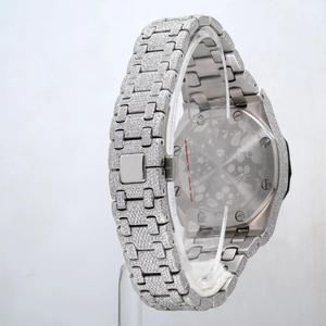 Montre chronographe automatique de luxe sportive en acier inoxydable avec boîtier et bracelet entièrement sertis de moissanite, noir, style Hip Hop - Product Image 4