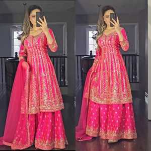 Top Quality Heavy Chiffon Floral <b>Print</b> Anarkali Dress for Women Long Gown Style Indian Ethnic Suit for Weddings Or Festivals - Product Image 3
