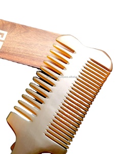 หวีผมทำมือคุณภาพสูง เป็นมิตรกับสิ่งแวดล้อม สีดำ สำหรับใช้ในร้านเสริมสวย ซี่ใหญ่ สไตล์โมเดิร์น หวีเคราทำจากเขาควาย ปลอดภัยต่อผิว - Product Image 4