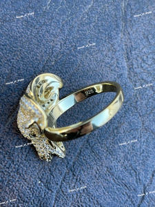 925 <b>Silver</b> Head <b>Ring</b> With Moissanite Diamonds Stylish Animal Head Design <b>Ring</b> <b>For</b> <b>Men</b> Luxury Hip Hop Shine Piece925 - Product Image 4