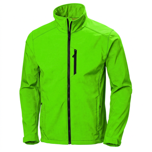 Men's Black Fleece Jacket Windproof Zipper Front Stand Collar Casual Autumn Wear Regular Fit Polyester - Product Image 4