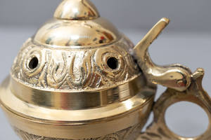 ชุดเต็มของเตาเผาเครื่องหอมอินเดียทำมือ-เตาเผาน้ำหอมไม้จันทน์หอมทองเหลืองสำหรับฤดูใบไม้ร่วง - Product Image 4