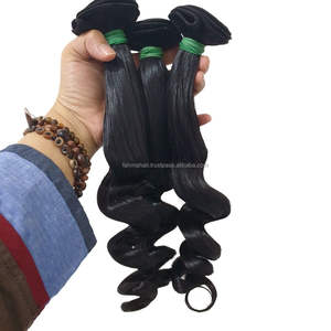 100% mechones de cabello Remy de media onda Natural indonesio virgen extremos súper doblemente dibujados extensiones de máquina de trama doble Color Natural - Product Image 1