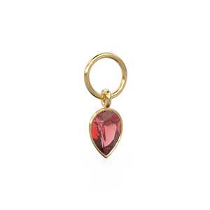 Pendentif en or massif avec serti clos en forme de poire rubis, pierre de naissance de juillet, bijou fin minimaliste et empilable, pierre précieuse rouge en or massif pour elle - Product Image 2