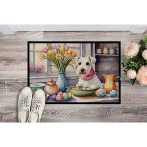 Nouveau extérieur intérieur 18H X 27W antidérapant lavable Low Pile Sealyham Terrier décoration de Pâques paillasson pour entrée ou porte d'entrée - Product Image 2