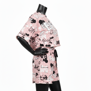 Conjunto de Top Corto y Pantalones Cortos para Mujer, Algodón Premium, Felpa Francesa, Estampado Gráfico Rosa, Logotipo Personalizado, Ropa Urbana, 100% Algodón - Product Image 3