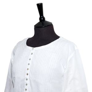 SALE Short KURTA <b>TOP</b> Style 12 White Pintuck Women's <b>Top</b> Indian <b>Top</b> Plain Dyed Daily Wear <b>Top</b> Gift For Her - Product Image 4