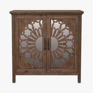 Meuble d'appoint en bois avec incrustation de médaillon miroir - Product Image 4