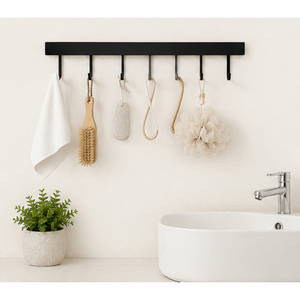 Deluxe Quality Matte Black Wall Mounted <b>Hook</b> Rail Stainless Steel Bathroom Towel Rack and Kitchen Utensil Hanger - Product Image 5
