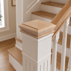 EFS Vietnam Capuchon de poteau en bois massif traité en usine Résistant aux insectes et à l'humidité Conception carrée moderne écologique Pièce d'escalier OEM - Product Image 4