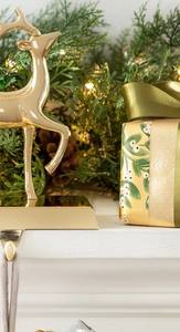 Soporte para Calcetines Navideños con Forma de Reno Dorado, Gancho Metálico para Colgar Calcetines en la Chimenea, Decoración Navideña para el Hogar - Product Image 4