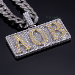Colgante AOB de Diamante Cultivado en Laboratorio Estilo Hip Hop, Plata 925, Corte Brillante Redondo, Joyería Temática para Hombre - Product Image 3
