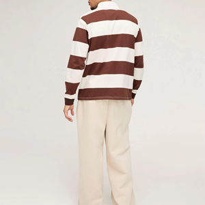 Maillot de rugby pour homme, manches longues, impression personnalisée du logo, rayures contrastées, respirant, séchage rapide, service OEM, maillot de rugby à manches longues - Product Image 5