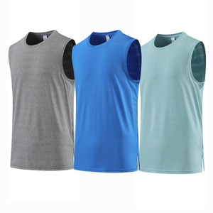 Débardeur Homme Bleu Sans Manches Col Rond Respirant Séchage Rapide 100% Polyester Tenue Décontractée pour l'Entraînement – Collection High Street Fitness Wear - Product Image 2