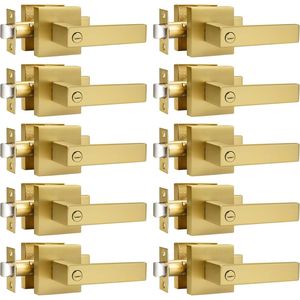 Heavy Duty 10-Pack <b>Gold</b> Keyless Interior <b>Door</b> <b>Knob</b> Lockset Reversible Privacy <b>Door</b> Handle Bedroom Keyless Handleset for Interior - Product Image 3