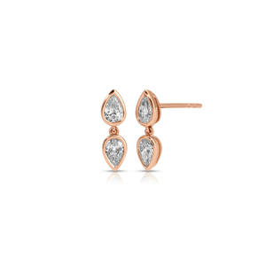 Elegant Pear Drop Earrings <b>Sterling</b> <b>Silver</b> 14K Gold Plated <b>Stud</b> Earrings Gift Hypoallergenic Jewelry Anniversary Gift for Her - Product Image 2
