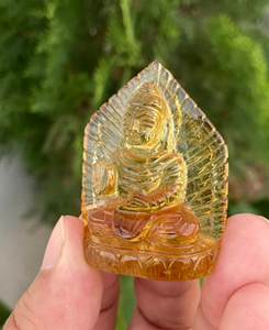 Ídolo de Buda de cristal dorado, figura de piedra preciosa tallada a mano, decoración espiritual, estatua de meditación, regalo religioso, piedra curativa - Product Image 3