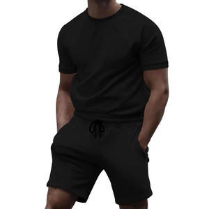 Friends Apparel Mens Everyday T-Shirt Set USA Urban Style Solid Tee Shorts Outfit Casual Fashion Summer Comfort Wear 100% Cotton - Product Image 1