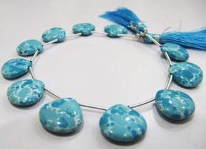 Perles Briolette en forme de cœur turquoise, taille 14-15 mm, brin de 8 pouces de long - Product Image 5