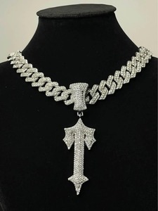 925 Sterling silver Moissanite Diamond Cuban <b>Chain</b> <b>Iced</b> <b>Out</b> with T Pendant Customized Diamond Jewelry - Product Image 2