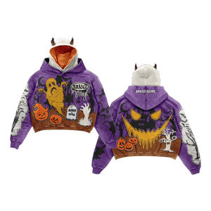 Sweat à capuche unisexe personnalisé, style vintage vieilli, entièrement zippé, épaules tombantes, ourlet brut, en molleton 100% coton épais, coupe ample, pour tenue décontractée - Product Image 2