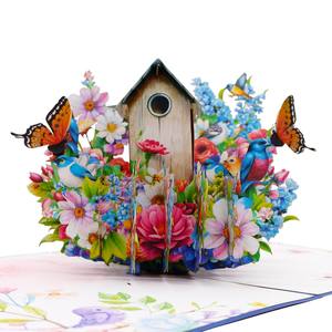 Carte pop-up avec enveloppe, motif oiseaux bleus, nouveau design, carte de vœux 3D, artisanat papier fait main, impression offset, personnalisable - Product Image 5