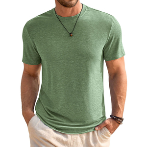 T-shirt pour homme avec logo personnalisé imprimé, 100% coton, col rond, coupe ample, service OEM personnalisé, couleur unie. - Product Image 1