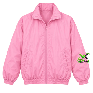 Chaqueta Blusón Retro Ligera Blanca para Mujer Vantex Sports, Cuello Alto, Cierre de Cremallera, Hombros Caídos, Bloques de Color - Product Image 3