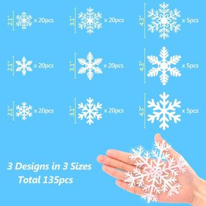 135 autocollants de Noël pour fenêtres, décorations statiques en forme de flocons de neige, ornements de Noël pour vitres - Product Image 2
