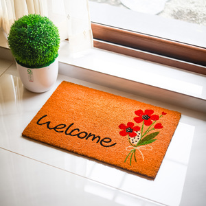 Alfombra de Entrada Welcome Blossom Coco, Alfombra de Fibra Natural con Reverso de PVC, Alfombra de Entrada de Diseño, Alfombra Decorativa para el Hogar - Product Image 2
