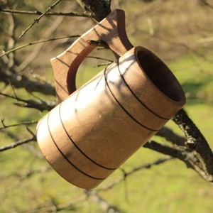 Rustic Japanese <b>Wooden</b> Coffee Mug Handmade Natural Wood Beer <b>Cup</b> Sustainable Decorative Kitchen Drinkware - Product Image 6