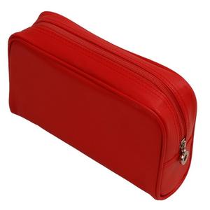 Nuevo diseño Elección personalizada Cuero genuino Cierre de cremallera Color rojo Cosmético Bolsa - Product Image 2