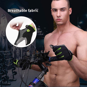 Full <b>Finger</b> Fitness Gloves Gray Black Adjustable Wrist <b>Strap</b> Non Slip Touchscreen Compatible Gym Weight Lifting Workout - Product Image 4