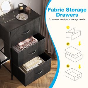 Comodino in Alluminio con 3 Cassetti, Mobiletto Contenitore per Camera da Letto e Soggiorno - Product Image 2