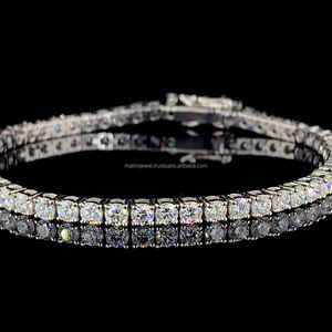 Bracelets de tennis 4 MM D E F couleur ronde Moissanite Diamants VVS + Clarity Beautiful Sterling Silver Bracelets Cadeau de mariage - Product Image 2