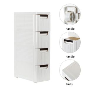 Carrello Organizzatore Stretto e Sottile a 4 Ruote con Cassetti e Armadietti in Plastica per Bagno e Camera da Letto Modello RT - Product Image 5