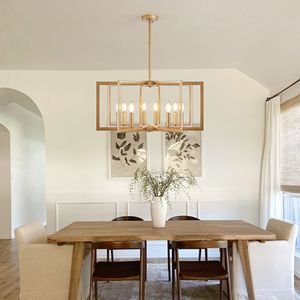 27\" Modern Golden Geometric 8-<b>Light</b> Chandelier Industrial Metal Pendant <b>Light</b> Fixture for Living <b>Kitchen</b>-<b>Bulb</b> Not Included - Product Image 4