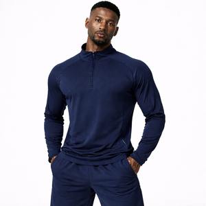 Conjunto Deportivo Azul Marino para Hombre, Camiseta de Manga Larga con Cierre de Cremallera y Pantalones Cortos, Ropa Deportiva Personalizada del Fabricante Wida Sports - Product Image 2