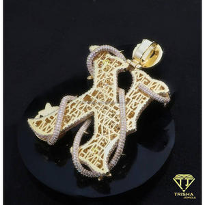 Pendentif Lettre Personnalisé en Argent 925 Certifié GIA, Cultivé en Laboratoire, avec Chaîne Maille Cubaine Plaqué Or 18K – Options Style Hip Hop – Cadeau - Product Image 3