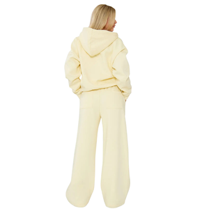Conjunto de chándal de dos piezas para mujer con sudadera con capucha de cremallera completa, pantalón de pierna ancha y cintura elástica, estilo casual y relajado, venta al por mayor - Product Image 2
