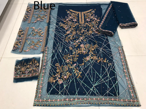 Vêtements indiens et pakistanais, robe longue Anarakali en tissu papillon avec broderie, travail de miroir, dentelle brodée, entièrement cousue - Product Image 4