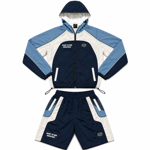 Conjunto Deportivo Unisex Ready To Win Industries, Manga Larga, Bloques de Color, Poliéster, Sudadera con Capucha, Pantalones Cortos con Cierre, Primavera, Adulto - Product Image 6