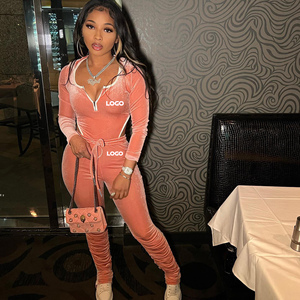 Conjuntos de Otoño Invierno de Alta Calidad, Nueva Moda Sexy, Ropa con Capucha de Terciopelo, Pantalones de Felpa, Conjunto de Dos Piezas de Terciopelo, Trajes de Mujer - Product Image 4