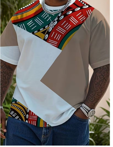 Men s Modern Print <b>Shirt</b> Color Block <b>Patchwork</b> Design Casual Short Sleeve Comfortable Regular Fit Fashion Clothing - Product Image 1